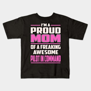 Proud MOM Pilot In Command Kids T-Shirt